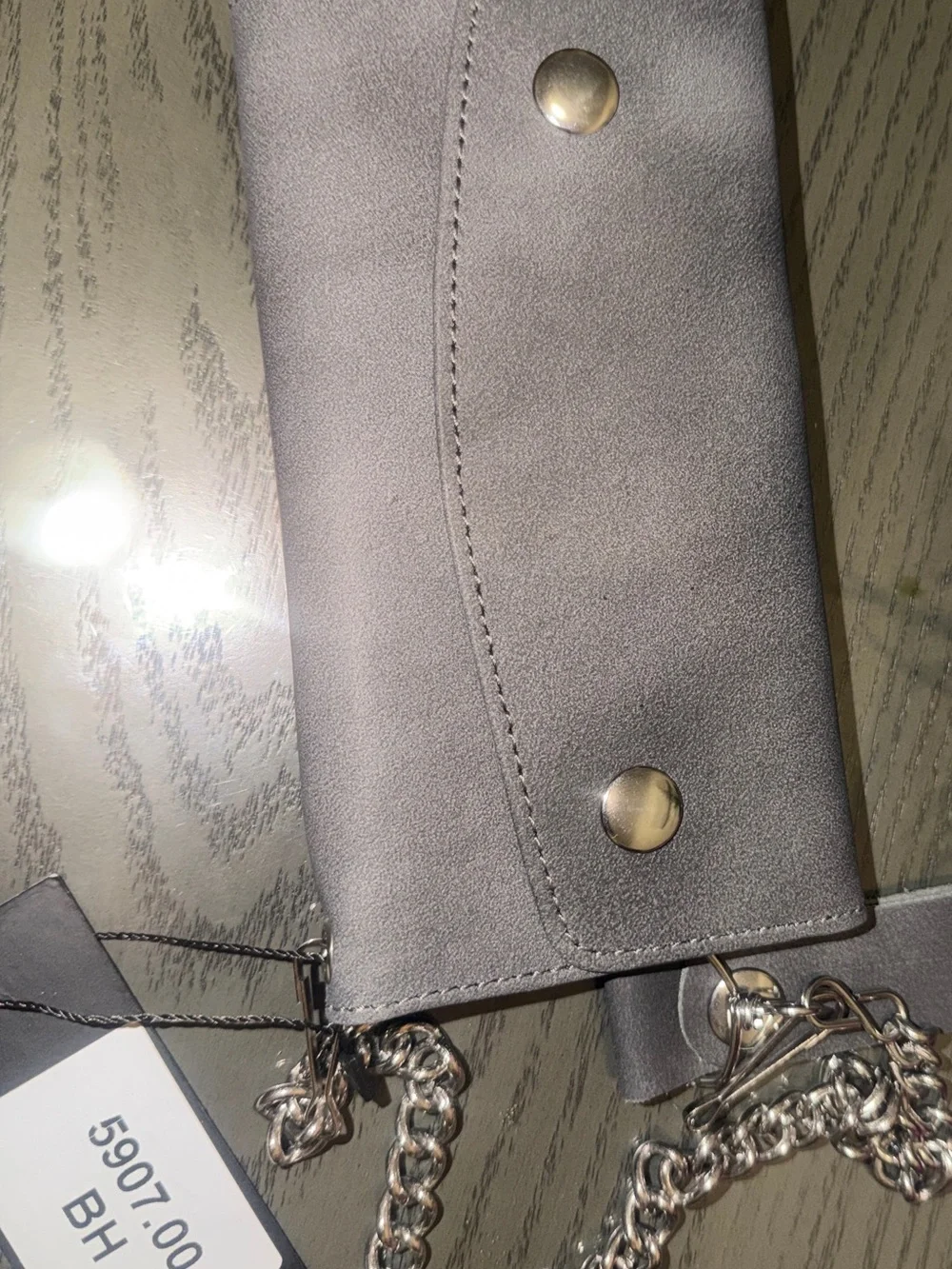 Gray Chain Strap Crossbody Clutch - Unbranded